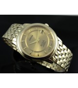Omega De Ville Swiss 2824 Mens Automatic Gold Dial Stick Markers Gold