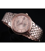Omega De Ville Swiss 2824 Mens Automatic Rose Gold Dial Stick Markers Rose Gold