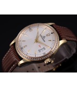 Jaeger LeCoultre Swiss 2824 Automatic White Dial Diamond Bezel Rose Gold