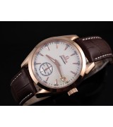 Omega Seamaster Swiss 2824 Mens Automatic White Dial Sub-Dial Triangle Markers Rose Gold