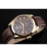 Omega Seamaster Swiss 2824 Mens Automatic Brown Dial Sub-Dial Triangle Markers Gold