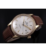 Jaeger LeCoultre Swiss 2824 Automatic White Dial Diamond Bezel Rose Gold