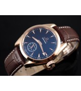 Omega Seamaster Swiss 2824 Mens Automatic Blue Dial Sub-Dial Triangle Markers Rose Gold