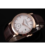 Vacheron Constantin Patrimony Swiss 2824 Automatic White Dial Sub-Dial Stick Markers Rose Gold 