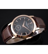 Vacheron Constantin Patrimony Swiss 2824 Automatic Black Dial Sub-Dial Stick Markers Rose Gold 