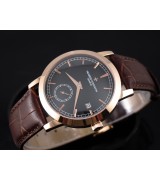 Vacheron Constantin Patrimony Swiss 2824 Automatic Black Dial Sub-Dial Stick Markers Rose Gold 