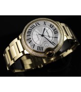 Cartier Ballon Bleu 42MM Swiss Automatic Mens Yellow Gold Diamonds Bezel L10