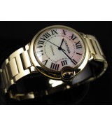 Cartier Ballon Bleu 36MM Pink Dial Swiss Automatic Women Watch Yellow Gold M11