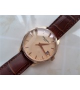 Calatrava Noble Champagne Dial Patek Philippe Automatic Watch Brown Leather Strap