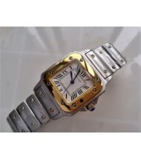  Cartier Santos W20011C4 Mens Quartz White Swiss ETA Quartz