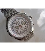 Breitling Bentley Chronograph Swiss 7750 Mens Automatic White Dial