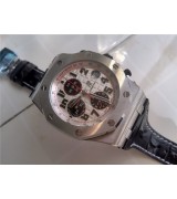 Royal Oak Offshore 42mm White Dial Automatic Audemars Piguet Chronograph Black Leather