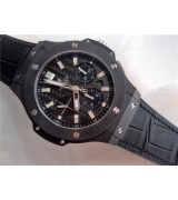 Hublot Big Bang Automatic Watch All Black Magic Black Leather Strap 