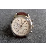 Breitling 1884 Swiss 7750 Mens Automatic White Dial Brown Leather