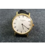 Patek Philippe Calatrava Swiss Automatic Black Leather Strap Gold 