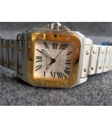 Cartier Santos Two Tone Automatic Watch Gold Bezel