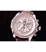 Breitling Bentley 6.75 Big Date Chronograph White Dial Brown Leather Bracelet