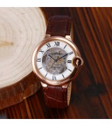 Cartier Ballon Bleu De Cartier Skeleton Brown Strap Swiss ETA 2824