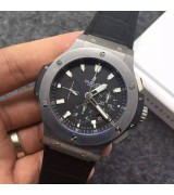 Hublot Big Bang Black Dial Chronograph Black Leather Strap