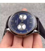 IWC Portuguese 7 Days Automatic Watch Blue Dial Black Leather 