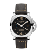 Panerai Luminor GMT Swiss Automatic Watch-Black Checkered Dial-Leather Bracelet PAM01535