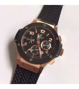 Hublot Big Bang Swiss Automatic Watch-Numeral Hour Markers-Black Rubber Bracelet