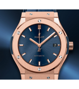 Classic Fusion Blue Dial Hublot Swiss Automatic Leather Strap