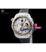 Tag Heuer Grand Carrera Mens Automatic White Swiss ETA 7750 Black Rubber Strap