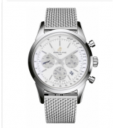 Breitling Transocean Chronograph Silver-white Dial Steel Bracelet