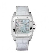  Cartier Santos W20132X8 Ladies Automatic White MOP Swiss ETA 2824