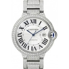 Cartier Ballon Bleu WE902006 Mens Automatic Silver Swiss ETA 2824 Full Diamonds