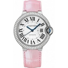 Cartier Ballon Bleu 36MM Swiss Automatic Women Watch Pink Leather M19