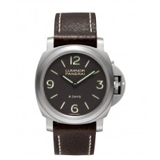 Panerai Luminor Base 8 Days Acciaio Mechanical Brown Dial Mens Watch PAM00562