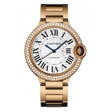 Cartier Ballon Bleu 36MM Diamonds Bezel Swiss Automatic Women Watch Rose Gold M17