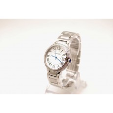 Cartier Ballon Bleu 36MM Diamonds Bezel Swiss Automatic Women Watch Steel M05