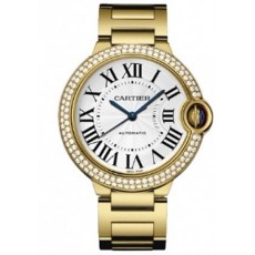 Cartier Ballon Bleu 36MM Diamonds Bezel Swiss Automatic Women Watch Rose Gold M21
