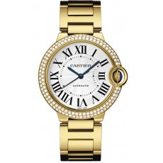 Cartier Ballon Bleu 36MM Diamonds Bezel Swiss Automatic Women Watch Yellow Gold M18