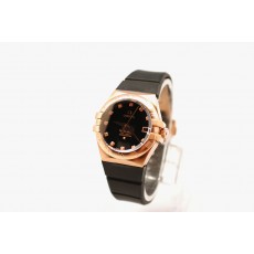 Replica Omega 35mm Lady Constellation Black Rubber Band20669