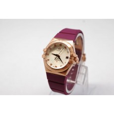 Replica Omega 35mm Lady Constellation Purple Rubber Band20674