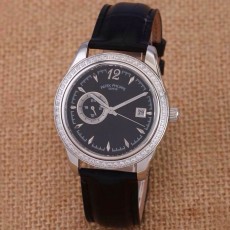 Patek Philippe Grand Complication Automatic Swiss Genuine Leather Strap Diamond Bezel 