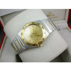 Omega Constellation Chronometer Swiss 2824 Ladies Automatic Gold Dial Roman Numeral Markers