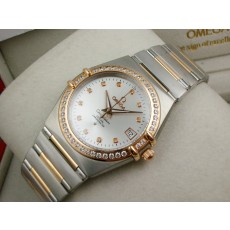 Omega Constellation Chronometer Swiss 2824 Ladies Automatic Rose Gold Diamond Bezel