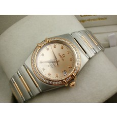 Omega Constellation Chronometer Swiss 2824 Ladies Automatic Rose Gold Diamond Bezel