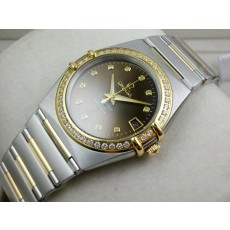 Omega Constellation Chronometer Swiss 2824 Ladies Automatic Black Dial Diamond Markers