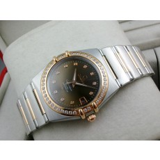 Omega Constellation Chronometer Swiss 2824 Ladies Automatic Rose Gold Diamond Bezel