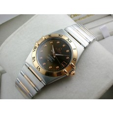 Omega Constellation Chronometer Swiss 2824 Ladies Automatic Black Dial Roman Numeral Markers