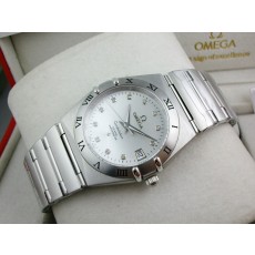 Omega Constellation Chronometer Swiss 2824 Ladies Automatic White Dial Roman Numeral Markers