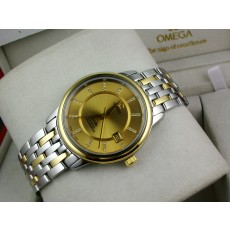 Omega De Ville Swiss 2824 Mens Automatic Gold Dial Diamond Stick Markers Gold