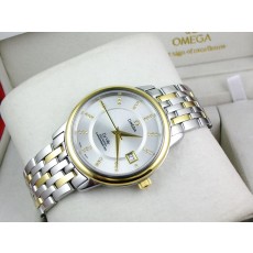 Omega De Ville Swiss 2824 Mens Automatic White Dial Diamond Markers Gold
