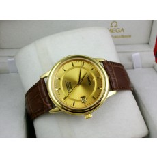 Omega De Ville Swiss 2824 Mens Automatic Gold Dial Stick Markers